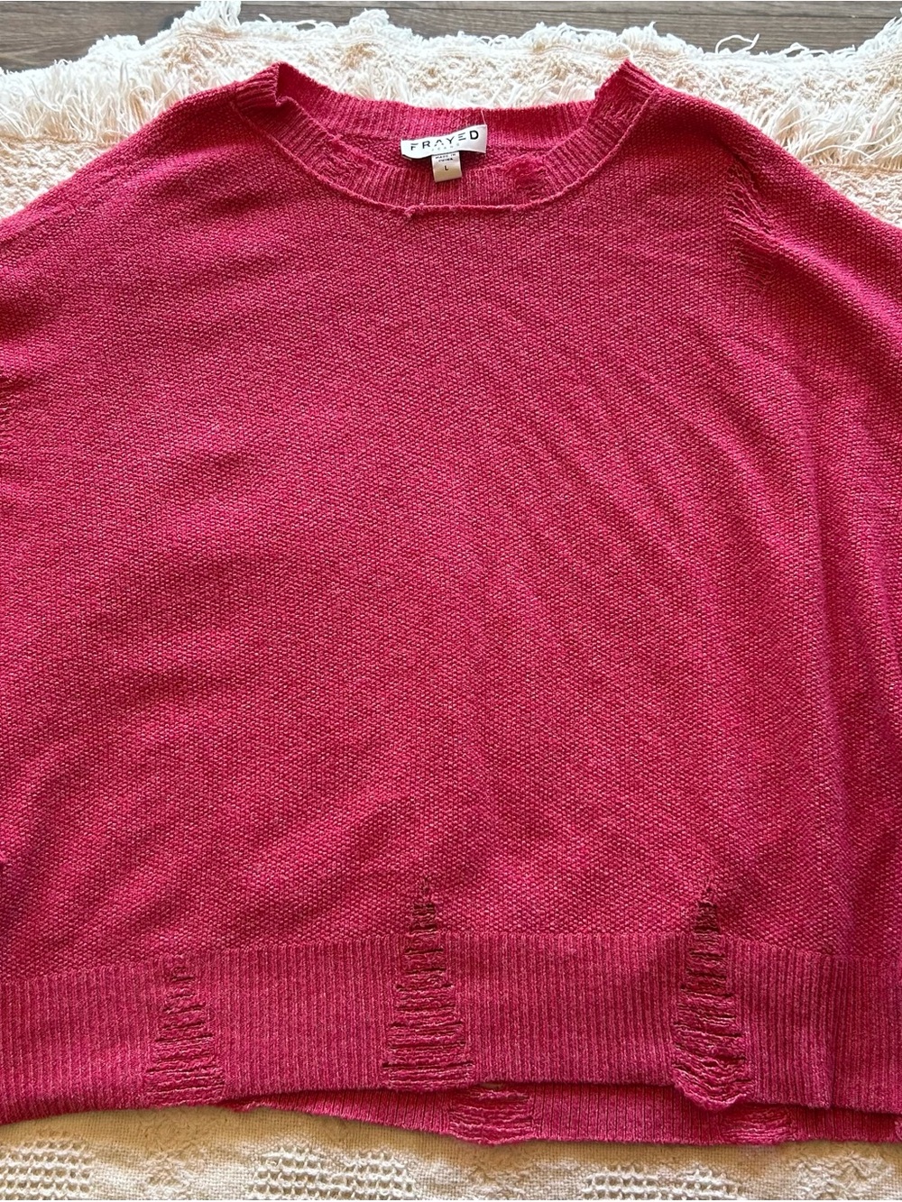 Frayed Jeans Distressed Crewneck Sweater - Women - Picture 2 of 9